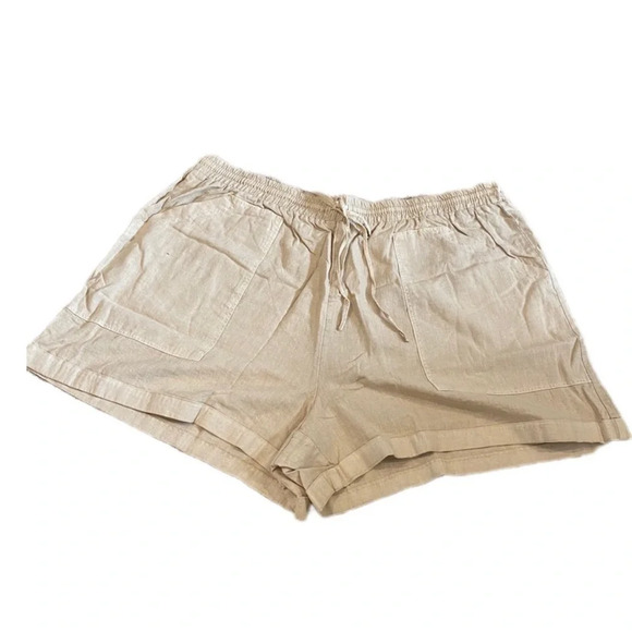 Universal Thread Women’s Cream/Tan Linen Pull On Shorts - Picture 2 of 4